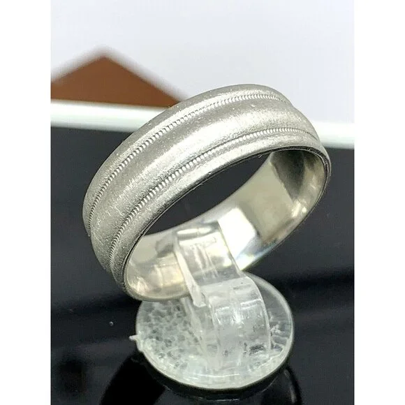 Scott Kay Men's Wedding Band Platinum Milgrain 7.6mm Wide Ring Size 10.5